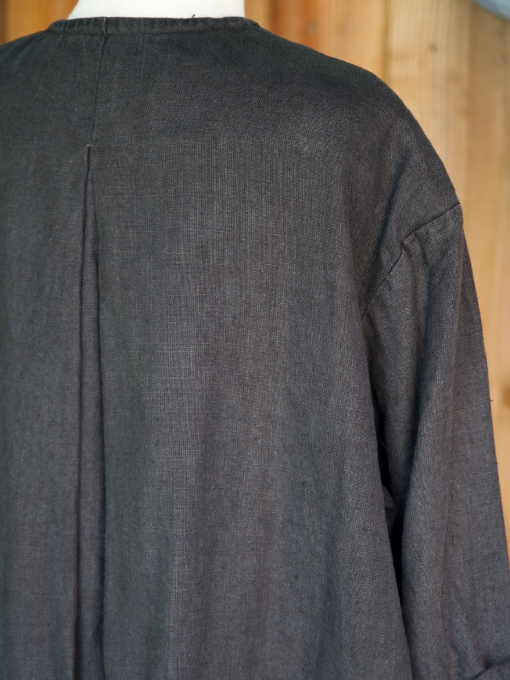 Vintage 100% Linen Black Long Pea Coat Casual Minimalist Made In USA Woman's M - Picture 12 of 17